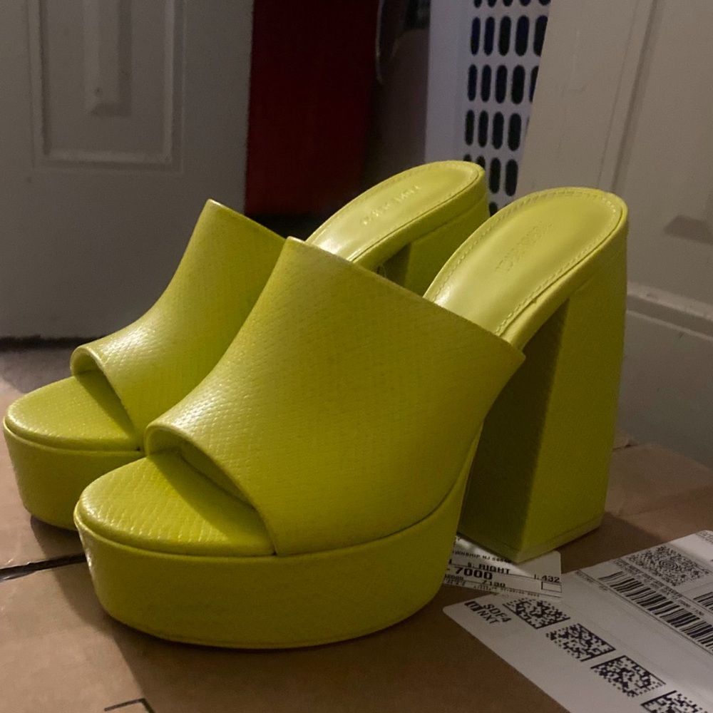 Forever 21 Yellow Platform Mules with Chunky Heel
